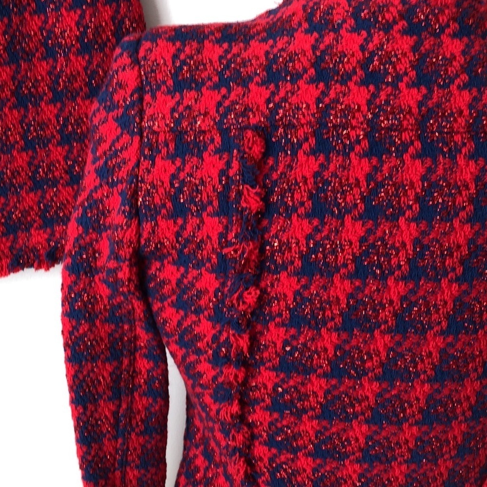 IRO Quilombe Metallic Frayed Tweed Jacket/Blazer Red and Blue Size 34 US 2(XS) - Picture 7 of 9